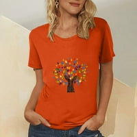 Narančaste košulje za žene Trendy Palm Tree Grafički kratki rukav kratki majica za kratke majice za