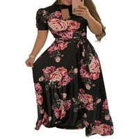 Dame Maxi haljine čipke ubojne duge haljine cvjetne tiskane žene havajska zabava crna 3xl