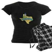 Cafepress - Texas State Outline Bluebonnet cvijeće pidžama - ženske tamne pidžame