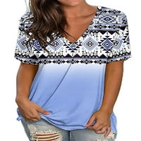Avamo dame moda Vintage tunika bluza Geometrijski ispis labavi ljetni vrhovi Women V izrez za odmor majica