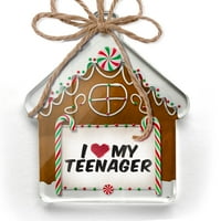Ornament tiskan jednostran sam srcem ljubavi mog tinejdžerskog božićnog neonblonda