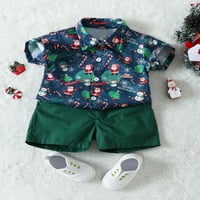 GENUISKIDS Kids Toddler Boys Božićne odjeće Santa Print ovratnik kratkih rukava s kratkim rukavima Tors