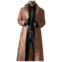 Wofeydo Trench kaput, Muški dugi kardigan kaput, jakna od punog boja, kožni vitla s dugim rukavima,