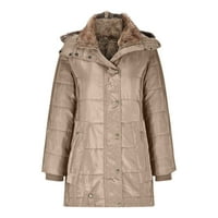 Absuyy zimski kaputi za žene zip up kapuljač s dugim rukavima Ležerna topla jakna bež veličina XL