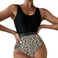 Ženski kupaći kostimi kontrastni boja Leopard remen za otisak od ramena Back Bezdušan kombinezon za