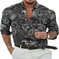 Muški vrhovi dugih rukava s dugim rukavima gumb za bluzu havajska majica Havajska majica za odmor u