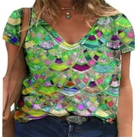 Ženski vintage Print majica kratkih rukava Labavi bluza Plus veličina