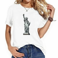 Kip Liberty New York City stilski grafički grafički tee za žene - ističu se sa trendi otisci SAD-a Patriot