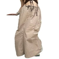 Hirigin Khaki duga suknja ravna suknja za žene elastični srednji struk sa džepovima Ležerna moda