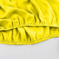 Ženski ljetni čvrsti boja nagnuta nagnuta ramena posuta Otvorena ljuljačka haljina dva žuta s