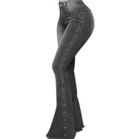 Baccone traperice za žene hlače klasične gumne ukrašene dugim plamenim ženskim ženskim traperica ženske