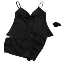 Set Elegant Cami kratki setovi bez rukava Crno-ženske pidžame