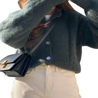 Nananla ženka Ležerna jednokratna puna boja Klasična gumba KINT džemper