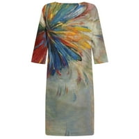 Havajske haljine za žene Boho haljina za žene Midi cvjetni cvjetni rukav rukav V vrat modni ispisani