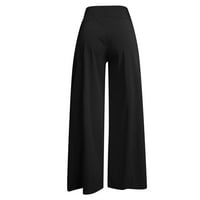 Corashan pantalone za žene, ženska moda plus veličine Soild visoki struk pušene široke noge casual pantalone, ženske hlače