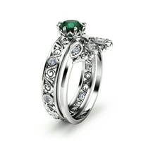 Bijeli zlatni smaragdni prsten za angažman i jedinstveni dijamanti