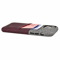 Dockex iPhone Pro Luxe novčanik; Ugrađena metalna ploča, utora za držač kartica, maroon siva