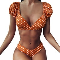 Zuwimk Ženski tanki kupaćim kostima, dvojici kupaćih kostima Bandeau Bikini set je osmjehnuo od ramena