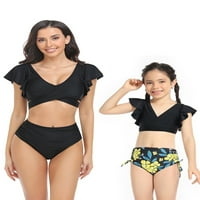 LUMENTO MOM Girls Obiteljski kupaći kostimi bez rukava bez rukava Bikini set ruffled visokog struka