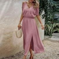 Ženske ljetne haljine haljine za žene u odjeći haljina za sunčanje Duboko V-izrez Bodysuit lagana ružičasta m