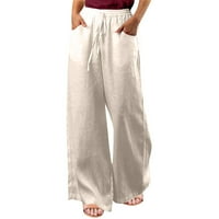 Pamučne pamučne pamučne gaće za žene svestrane i moderne čvrste boje casual ravne široke pantalone za