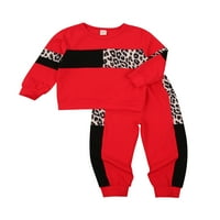 Canrulo Toddler Baby Girl Dukserirt Sjet Leopard Dukset odjeće crvene 2 godine