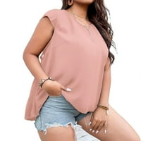 Ženske plus bluze casual puni okrugla izrez za bluzu Dusty Pink 0xl
