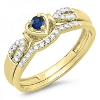 DazzlingRock kolekcija 18k okrugli plavi safir i bijeli dijamantski zaručni prsten za uključivanje srca