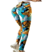 WRCNOTE Dame cvjetni ispis elastični struk dna dugačke leopard pantalone vještačke joge hlače