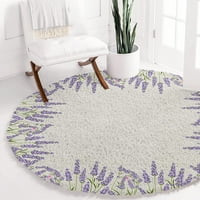 Fluffy okrugli prostirke za spavaću sobu 4Ft Farm Lavanda cvjetni šarg krug akcentni tepih super mekani