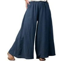 Bomotoo žene duge hlače Čvrsto boje hlače visoke struke udobne casual baggy pamuk posteljina pant ljetna