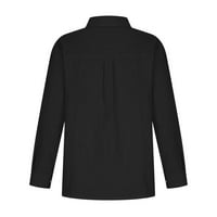 Patlollav Womens Clearence Solid Color Dugme dolje majice V izrez Longt rukave Ležerne prilike na vrhu tunike sa džepom