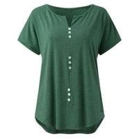 Koaiezne bluze za žene plus veličine Žene V izrez gumb punog boja vrhovi Ljetna casual labava bluza
