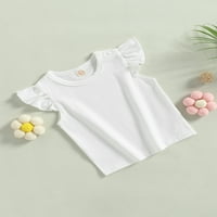 Djevojke toddlera Ljetne majice, mutne rukave okrugli vrat Čvrsti boje dječje majice