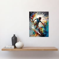 Surfer surfanje na Rainbow Boju Splat valovi Umran na zidnu umjetnost Print poster Početna Dekor Premium