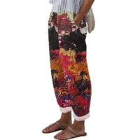Ženske ljetne cvjetne dukseve izgubile su udobne casual pantalone pamučne platnene pantalone