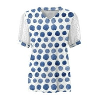 Ženska šivanje dot Print Top i bluza Summer Ležerne prilike Glamurozni tunik Ters V izrez Lanter čipke