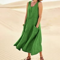 Duge ljetne haljine za žene Ženske haljine za odmor na plaži Tasterne haljine bez rukava od pune sunčane