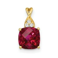 10K Gold Checker board kreirao je rubin i dijamantski privjesak ogrlica nakit pokloni za žene