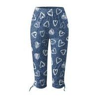 Mrat Yoga Capris tiskani visokog struka Ravne Capris Sportske pantalone za pantalone za žene sa džepovima