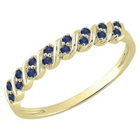 DazzlingRock kolekcija okrugla plavi safirni val u obliku vala za žene za žene u 10k žuto zlato, veličine