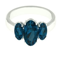 Rosec Jewels Womens 1. CT okrugli London Blue Topaz tri kamenog prstena, London Blue Topaz Jednostavni
