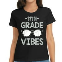 Vintage Povratak u školu 11. razreda Vibes Prvi dan Modni grafički majica za žene, kratka ljetna majica