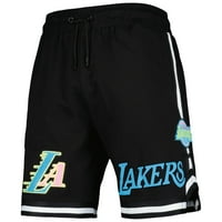 Muški PRO standardni Crni los Angeles Lakers oprao neone kratke hlače