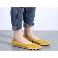 RotoSW dame stanovi okrugli nožni natični natpisi na mokasinima nepusnica ravna koža loafer radna udobnost casual cipela žuta 8