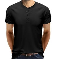 Aueoeo Muns Fashion Henley majica Ležerna majica s gumbom Kratki rukav Crewneck Pulover T majica Slim bluza
