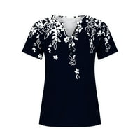 INLEIFE Ljetne vrhove kratkih rukava Ženska moda V-izrez Print Casual Loose Top kratkih rukava V-izrez