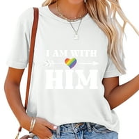 S njim je Isusova ljubavnica modna grafička ženska majica, kratki rukav ljetni vrhovi za žene, hladne