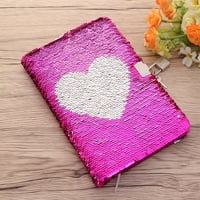 Šarene ljubavne notebook za notebook za notektore za srce Sequin Dnevni dnevnik sa zaključavanjem Reverzibilno