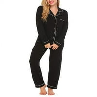 Ženska pidžama Set Pajamas noćne rublje s dugim rukavima dvije duge hlače i vrhovi mekih ženskih salona